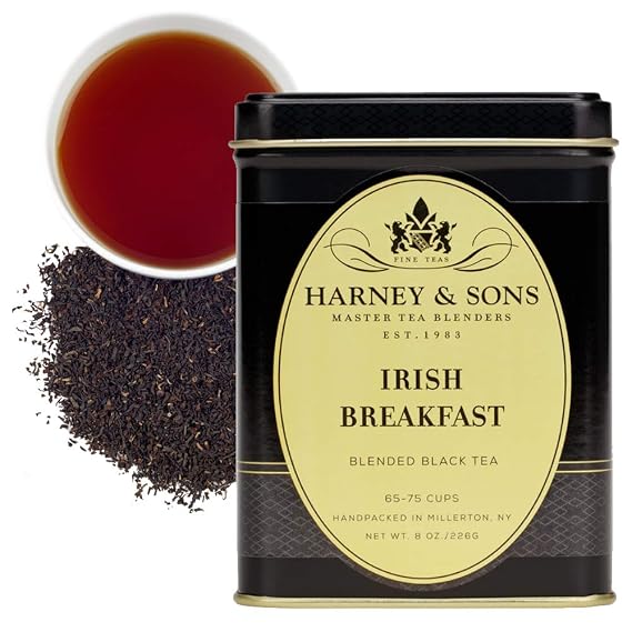 Harney & Sons Irish Breakfast Loose Leaf Black Tea Tin, 8 oz | 100% Assam loose leaf black tea with a bold, full-bodied flavor. Contains caffeine.