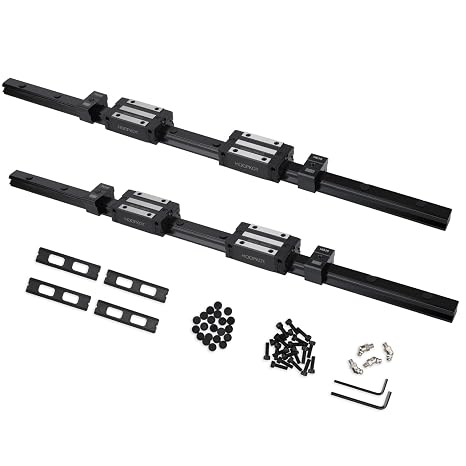 HGR15 600mm Linear Guide kit,2pcs 600mm hgr15 Linear Rail with 4pcs HGH15CA Carriage Block and HG15 end Stop Block
