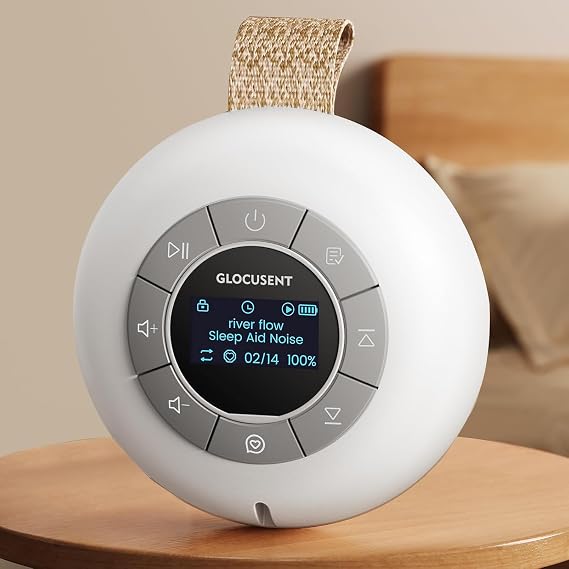 Glocusent Portable White Noise Machine, 62 Soothing Sounds