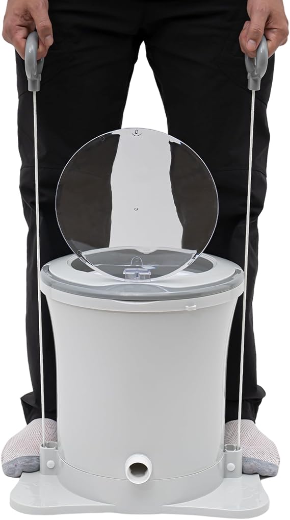Manual Clothes Dryer Portable Mini Dryer for Clothes, Foot Powered Compact Spin Dryer Machine, Non Electric Laundry Dryer for RV, Camping, School, Apartment, Dorm(White)