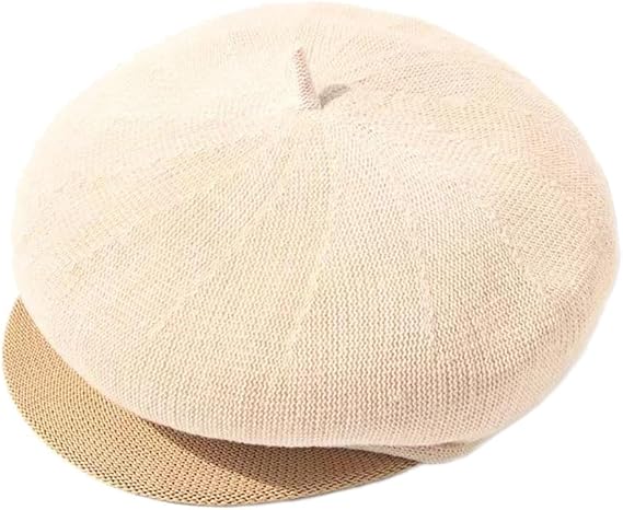 Women's Linen Summer Breathable Knitted Beret Hat with Visor