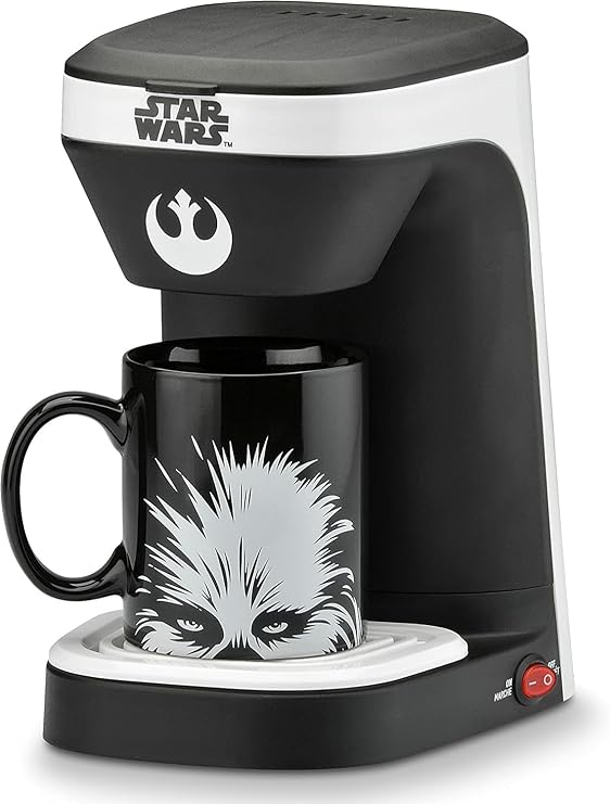 STAR WARS Chewbacca 1-Cup Coffee Maker from Select Brands - Convenient Drip Brew Machine -  with 12-Ounce Chewy Mug - Uses Ground Coffee - Perfect Holiday or Birthday Gift - Single Serve