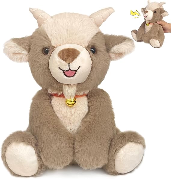 Screaming Goat Plush Toy, Goat Stuffed Animal Funny Screams Sound When Squeezed Cute Stuffed Animal Gift for Kids, Friends, and Coworkers