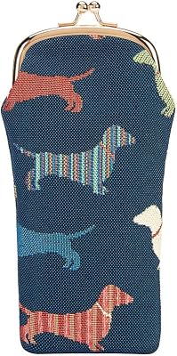 Signare Tapestry Kiss lock Glasses Case for Women Eyeglass Case in Dachshund Dog Design GPCH-DACH