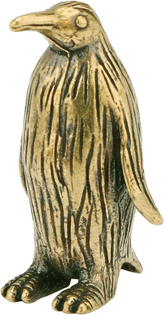 Brass Figurines Home Decor,Retro Penguin Brass Ornament Lovely Tea Pet Copper Sculpture Handheld Crafts Collection Kawaii Room Decor 2.6x1.4cm
