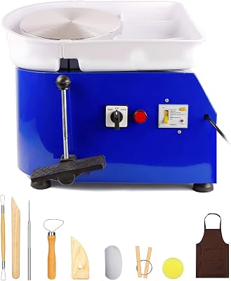 Tekchic Pottery Wheel Machine 350W Electric Pottery DIY Clay Tool with Foot Pedal - Blue