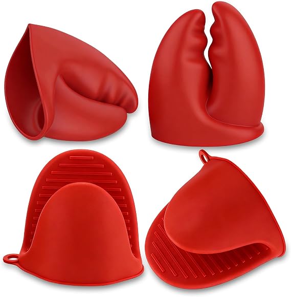 4Pcs Oven Gloves, Claw Gloves, Oven Mitts, Heat Resistant Lobster Claw Potholders for Kitchen Use, Red Gloves for Oven, Stove and Grill Safety