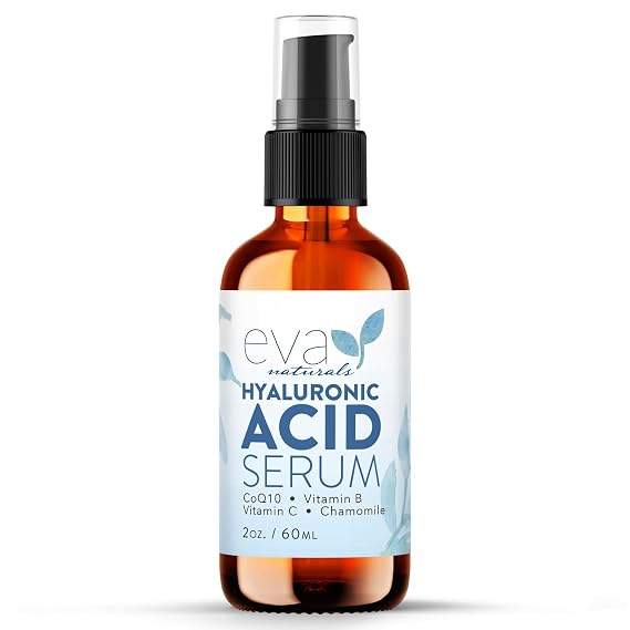 Eva Naturals Hyaluronic Acid Serum for Face Lightweight Hydrating Facial Serum Daily Moisturizer with Vitamin B5 60 ml