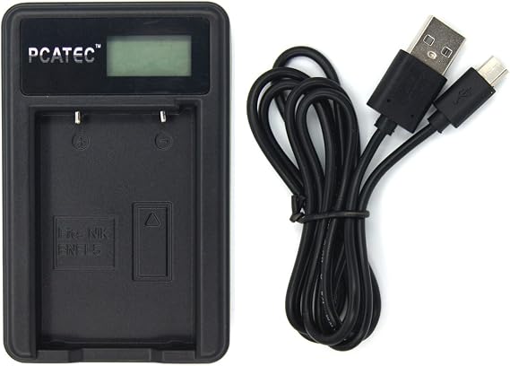 PCATEC NIKON EN-EL5 Compatible USB Charger, 4-Level Display Specifications, Coolpix P80, P510, S10 USB Charger, LCD Included