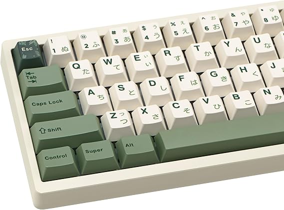 Green Japanese Keycap Set, Botanical Theme PBT Keycaps