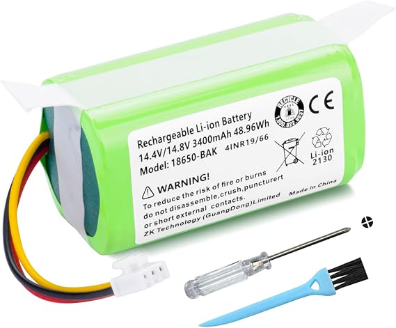 3400mAh Vacuum Battery Replacement for iHome iHRV2 Eclipse AutoVac, for iHome AutoVac Eclipse G iHRV2-BLK, for iHome AutoVac iHRV4-GRY, for iHome AutoVac Nova S1 iHRVS1-3BLK Robot Vacuum Cleaner