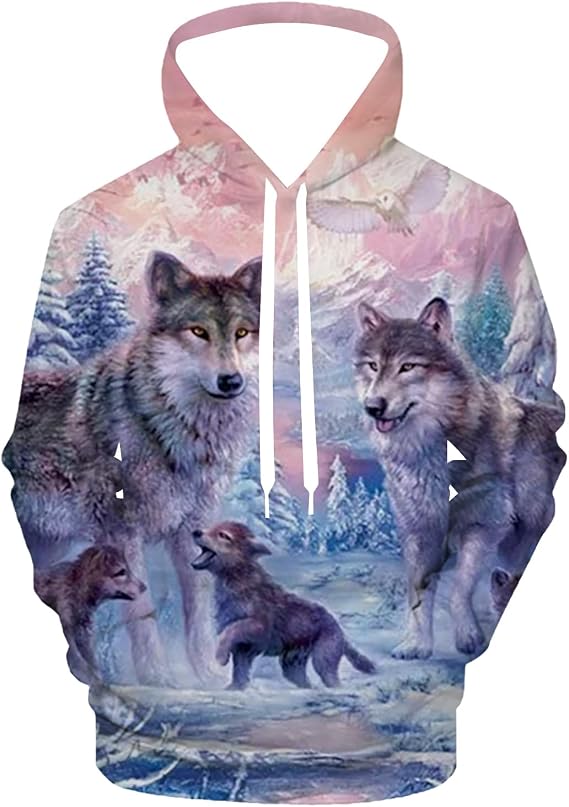 Men Women Pullover Hoodie, 3D AllOver Print Graphic Hooded Sweatshirt
