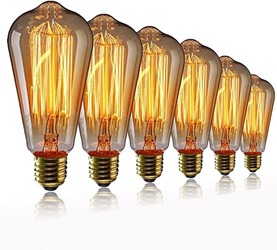 EYLM Vintage Edison Light Bulb E27 Vintage Light Bulb 40W ST64 [Energy Class F]