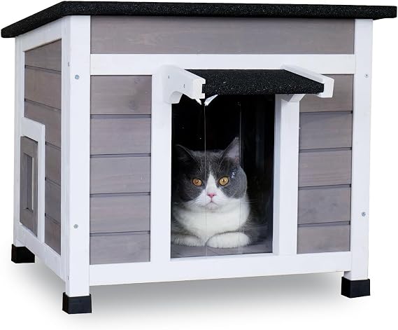 Outdoor Cat House Feral Cat Shelter with Openable Roof