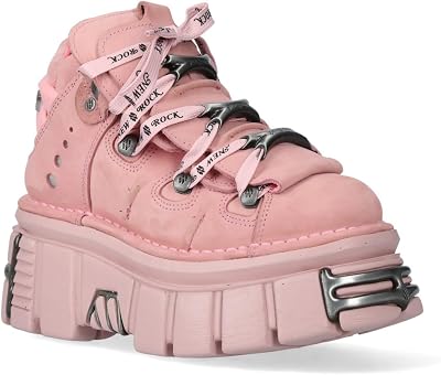 New Rock M-106-C153 Pink Tower Platform Gothic Punk Ankle Boots