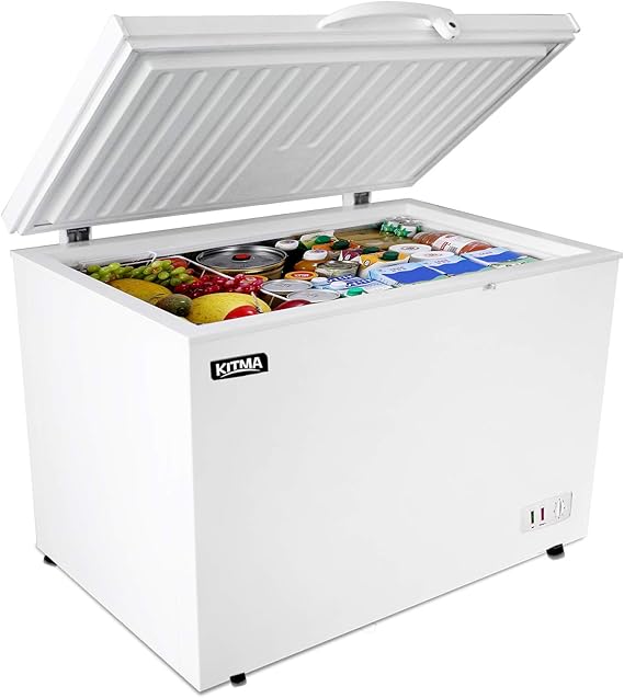 Commercial Top Chest Freezer - Kitma 15.9 Cu. Ft Deep Ice Cream Freezer with 2 Storage Baskets, Adjustable Thermostat, Lock,Rollers, White