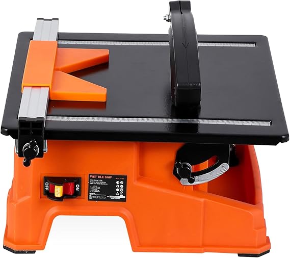 7 inch Wet Tile Saw, 6500 RPM & Pure Copper Motor, Bevel cuts tile from 0 to 45, Tile Cutter Wet Saw with Water Reservoir for Cutting Tiles and Stones, for DIY Enthusiasts