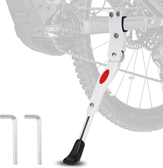 White Adjustable Bike Kickstand Aluminium for 26" 27" 29" 700C Bike