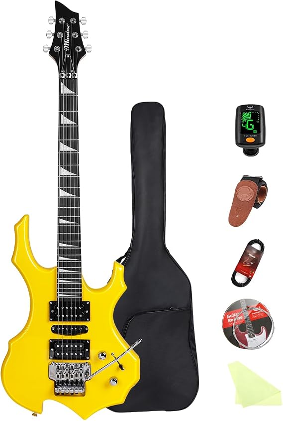 Electric Guitar Kit Flame Design with Rosewood Fretboard, Tremolo Bridge, HSH Pickups Perfect for Beginners & Pros Solid Body Guitar