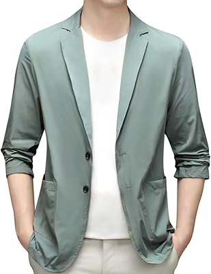 Spring Summer Mens Lightweight Suit Jacket Casual Stretch Slim Fit Button Sport Coats Casual Business Lapel Blazer
