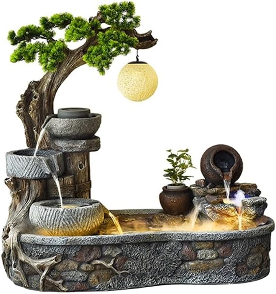 Outdoor Water Fountain Water Fountain- Indoor Outdoor Floor Standing Fountain Waterfall, Fountains Garden for Patio Backyard Porch Home Art Decor(Large)