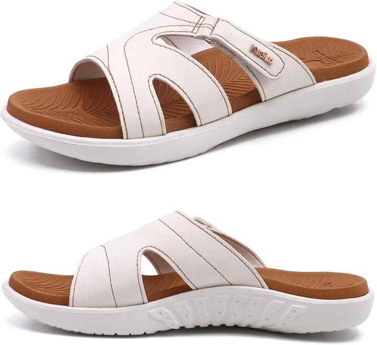KuaiLu Womens Fashion Orthotic Slides Ladies Lightweight Athletic Yoga Mat Sandals Slip on Thick Cushion Slippers Sandals with Comfortable Plantar Fasciitis Arch Support
