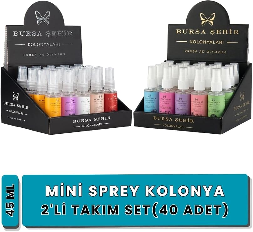 Mini Kolonya Seti, 40'lı Sprey Kolonya, Parfümlü Kolonya, 2'li Set