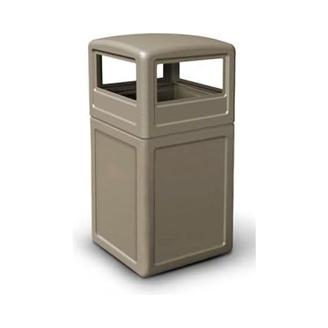 DCI Marketing Commercial Zone Products 73290299 42-Gallon Square Waste Container with Dome Lid Beige