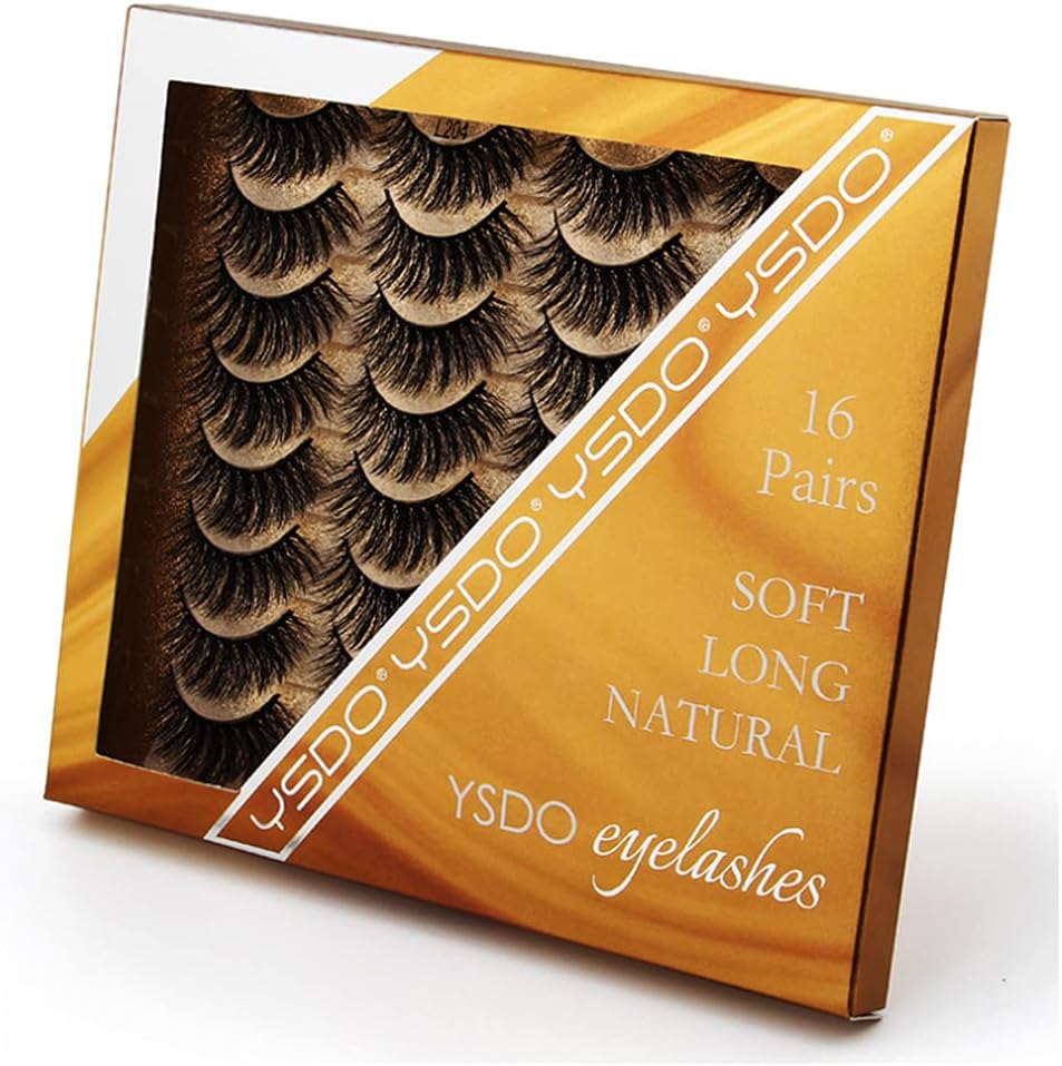 SHIDISHANGPIN 16 Pairs Black Eyelashes Natural Long Multilayer Fluffy Eyelashes 3D Thick Eyelashes Handmade False Eyelashes L204
