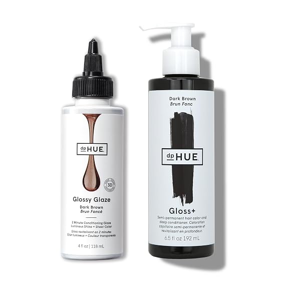 dpHUE Gloss+, Dark Brown (6.5 oz) + Glossy Glaze, Dark Brown (4 fl oz) - Paraben, SLS & SLES Sulfate Free - Leaping Bunny Certified