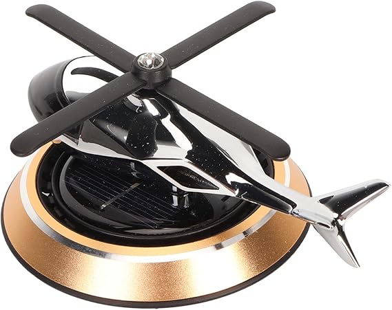 Focket Helicopter Car Air Fresheners Rotating, Solar Car Fresheners Airplane Car Perfume Decoration for Office Bar, Relieve Stress Alloy Car Essential Oil Diffuser for Home (Gold)