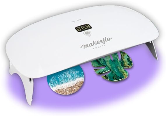 makerflo UV Resin Lamp 36W, 23 LED Bulbs, 365-405nm Curing, USB-C Rechargeable, Wireless/Wired, 3 Timer Modes, Digital Display, Adjustable Legs Perfect for Resin Crafts & Jewelry