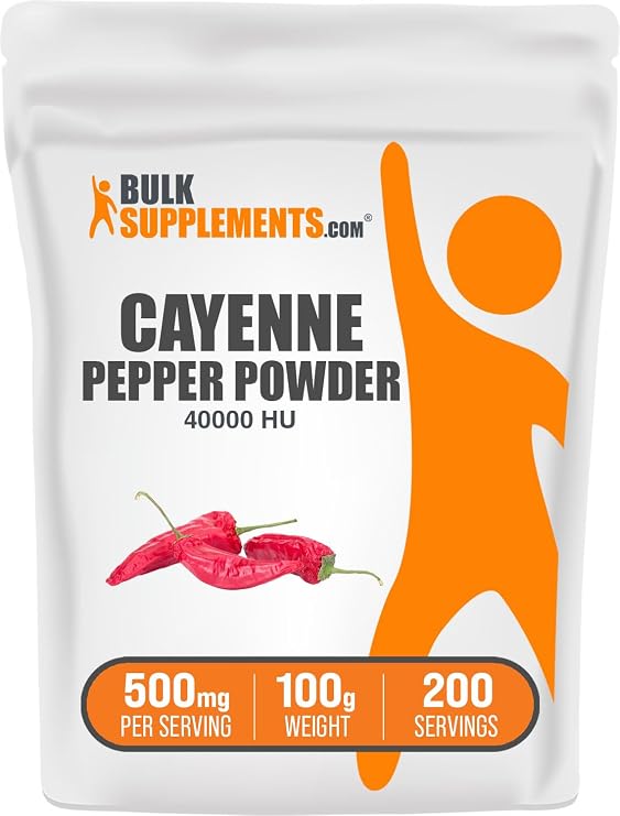 Cayenne Pepper 40000 HU Powder - Capsaicin Supplements, Cayenne Pepper Powder - Vegan & Gluten Free, 500mg per Serving, 100g (3.5 oz) (Pack of 1)