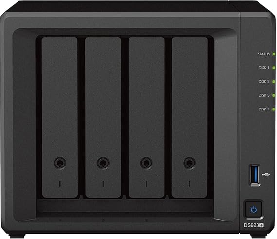 Synology DiskStation DS923+ NAS Server with Ryzen 2.6GHz CPU, 32GB Memory, 88TB HDD Storage, 2TB M.2 NVMe SSD, 2 x 1GbE LAN Ports, DSM Operating System