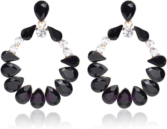 YouBella Earrings for women stylish Jewellery Valentine Collection AAA Swiss Zircon Earings Fashion Fancy Party Wear Earrings for Girls and Women (Black)
