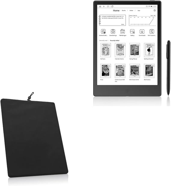 BoxWave Case Compatible with Boyue Likebook Alita - Velvet Pouch, Soft Velour Fabric Bag Sleeve with Drawstring - Jet Black