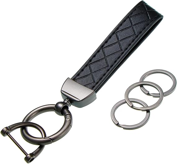 Car Keys Keychain Leather Key Chain Holder for Men and Women Universal Car Keychain with Anti-Lost D-Ring