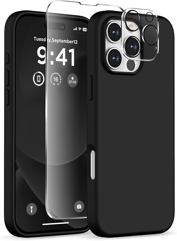 Magnetic for iPhone 16 Pro Max Case, Silicone Cover, Black