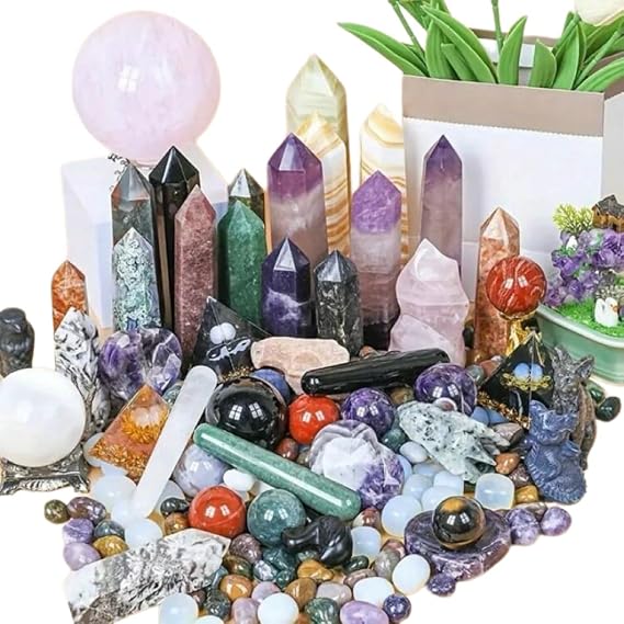 1-6lb Crystal Mystery Box - Surprise Selection of Healing Stones, Worry Stones, Raw Crystals & More (1lb)