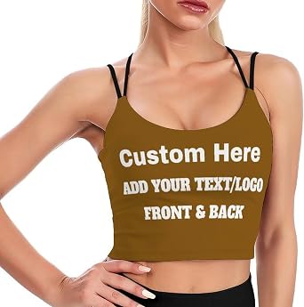 Custom Sports Bras Fitness Workout Yoga Tank Top Personalized Criss Cross Back Cami Add Photo Text Logo