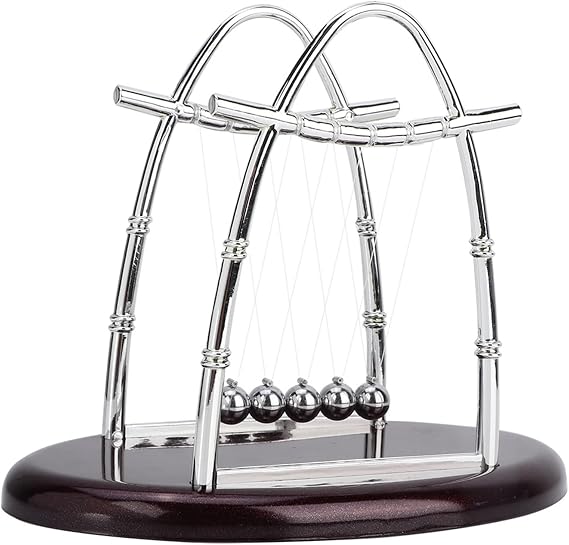 Classic Newton Cradle Balance Balls 5 Pendulum Ulum Steel Ball for Office and School Education Newton Swinging Bearing Balls (L)