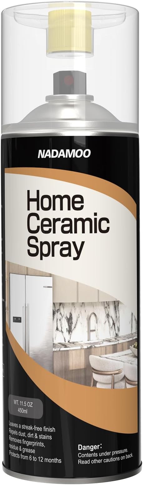NADAMOO 2K Home Ceramic Coating Spray, 2-Parts Formula with Stronger Adhesion and Enhanced Wear Resistance, Seal & Protect Kitchen & Bath Surfaces, Repels Stains & Grime, Clear, 1 Can