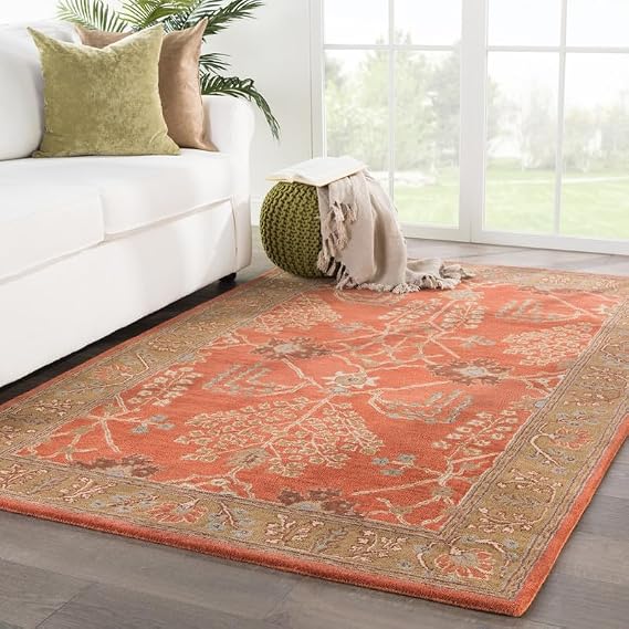 Vintage Oushak Rug Traditional Turkish Style Carpet, Soft & Elegant, Perfect for Living Rooms, Bedrooms & Stylish Interiors(Orange Red, 6' x 8')