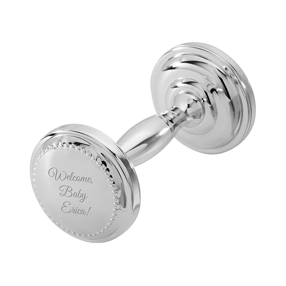 Engraved Silver Beaded Baby Rattle with Gift Box (Free Customization) - Things Remembered