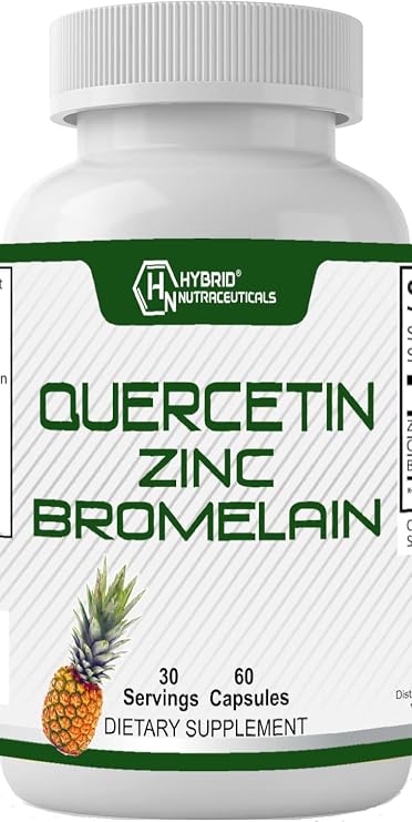 Hybrid Nutraceuticals Zinc, Quercetin and Bromelain Capsules - Immune Support, Joint Support, Antioxidant