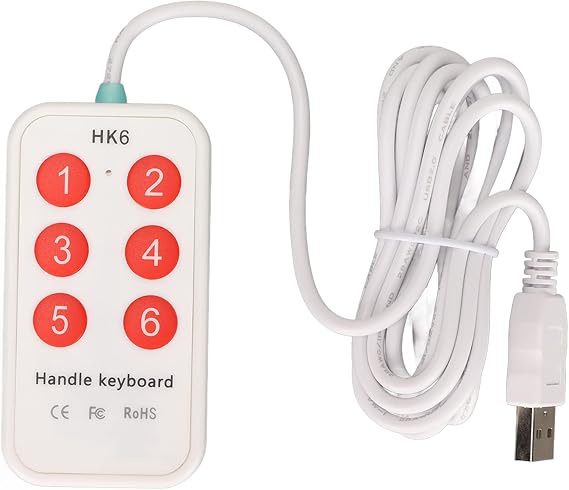 Steering Wheel Keyboard, 6.6ft Wired USB Pocket Keyboard, 6 Keys Programmable Custom Mini Button Keypad Handheld Switch Controller Gaming Laptop User Defined Keyboard