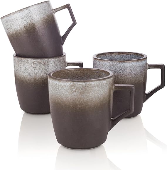 Stone lain Vince Rustic Stoneware Mug Set, 4 Count, Grey