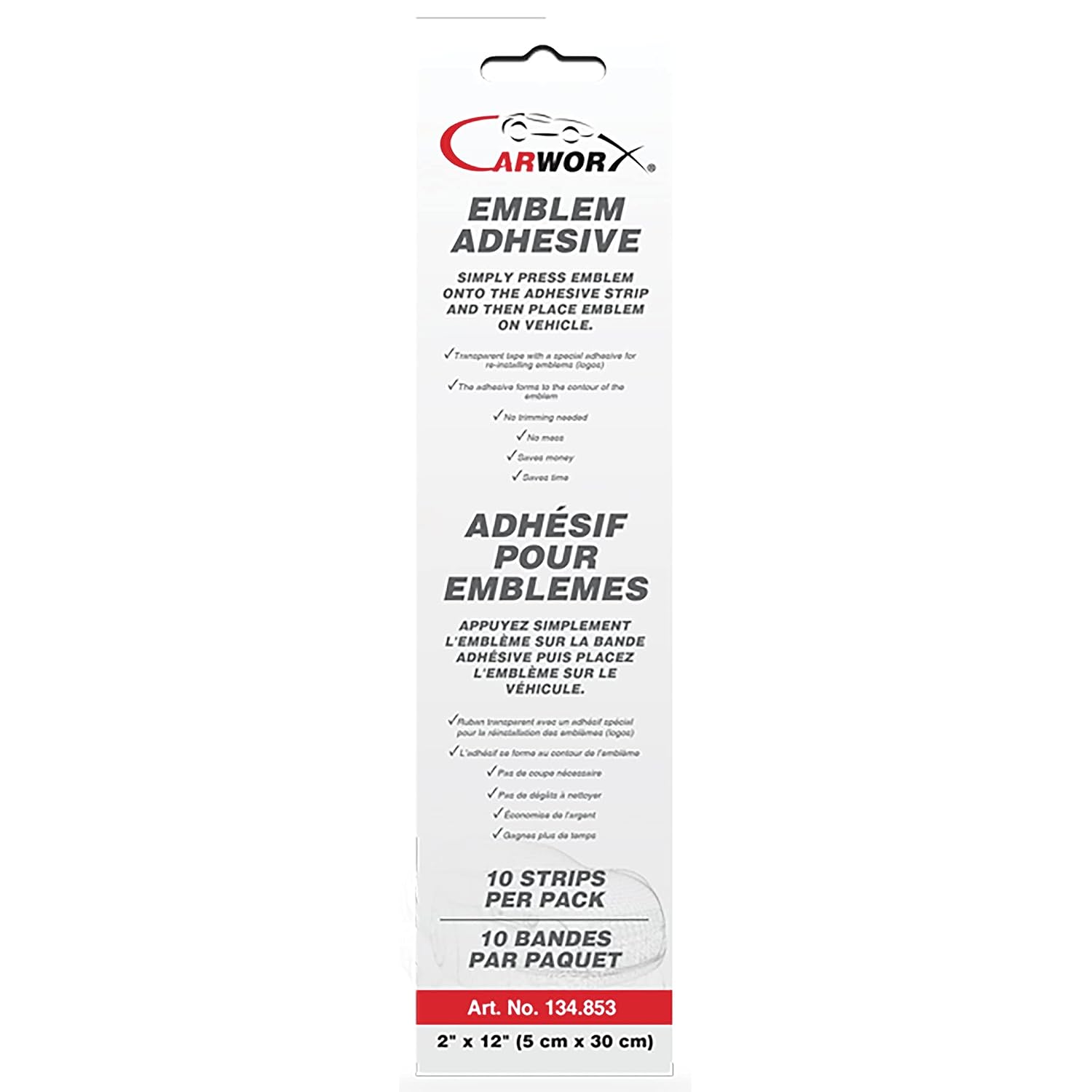 Emblem Adhesive Tape, 10 Strips 2 x 12L per Pack