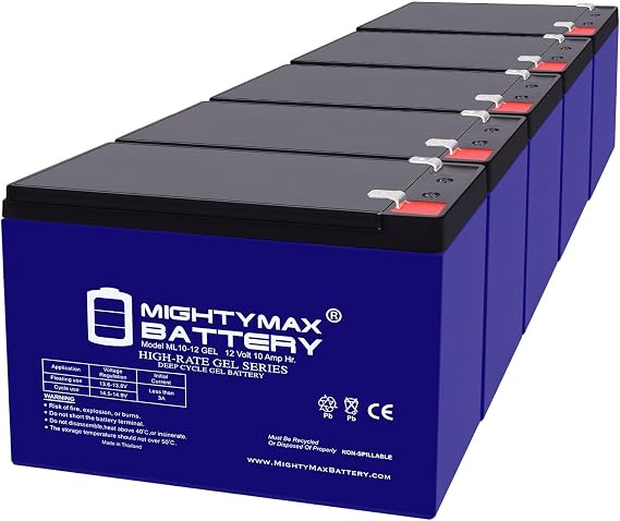 Mighty Max Battery 12V 10AH Gel F2 Replacement Battery Compatible with Neuton Mowers CE5-5 Pack