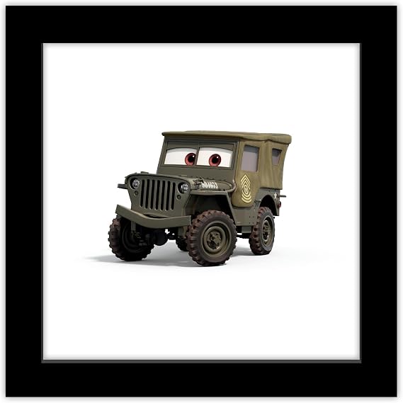 Trends International Gallery Pops Disney Pixar Cars 3 - Sarge Wall Art Wall Poster, 12" x 12", Black Framed Version